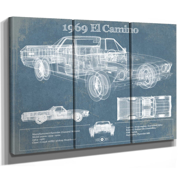 1969 El Camino Vintage Blueprint Auto Print