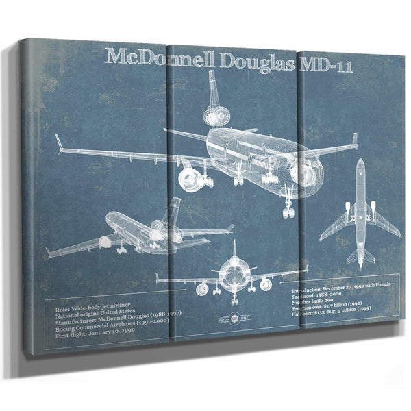 McDonnell Douglas MD-11 Vintage Aviation Blueprint Print
