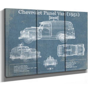 Chevrolet Panel Van 1951 Car Blueprint Vintage Auto Print