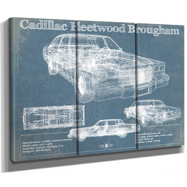 Cadillac Fleetwood Brougham Blueprint Vintage Auto Print