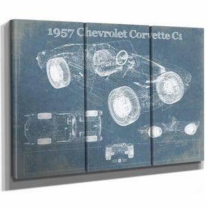 1957 Chevrolet Corvette C1 Vintage Blueprint Auto Print