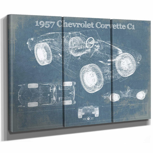 1957 Chevrolet Corvette C1 Vintage Blueprint Auto Print