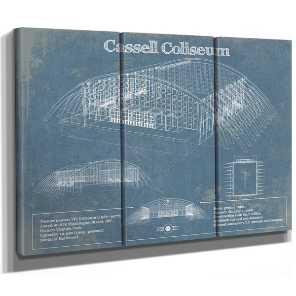 Cassell Coliseum Stadium Blueprint Vintage Print