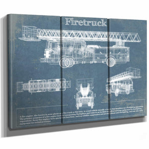 1950 Fire Truck Vintage Blueprint Auto Print