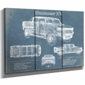 Hummer EV Blueprint Vintage Auto Print