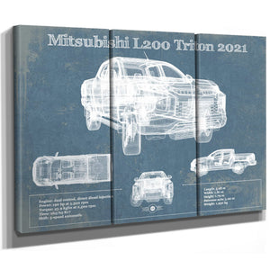 Mitsubishi L200 Triton 2021 Vintage Blueprint Auto Print