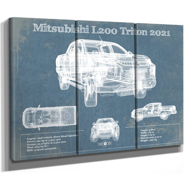Mitsubishi L200 Triton 2021 Vintage Blueprint Auto Print