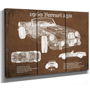 1960 Ferrari 250 Vintage Blueprint Auto Print