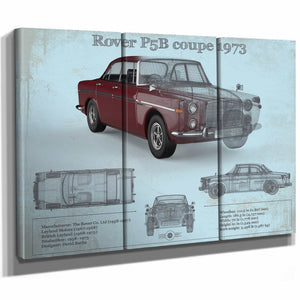 Rover P5b Coupe 1973 Vintage Blueprint Auto Print