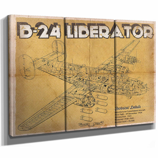 Vintage B-24 Liberator Bomber Military Print