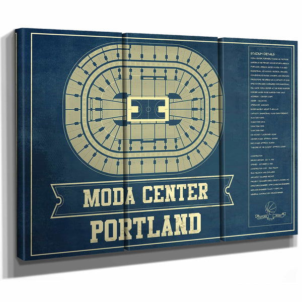 Portland Trail Blazers Moda Center Vintage Basketball Blueprint NBA Print