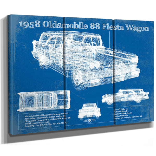 1958 Oldsmobile 88 Fiesta Wagon Vintage Blueprint Auto Print