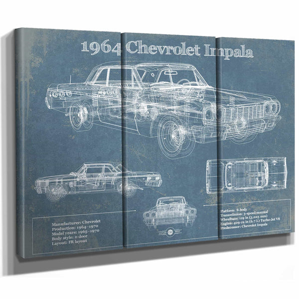1964 Chevrolet Impala Original Blueprint Art