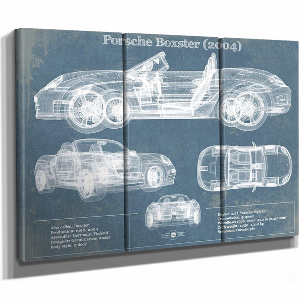 Porsche Boxster (2004) Blueprint Vintage Auto Print