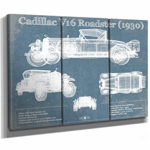 Cadillac V16 Roadster (1930) Vintage Blueprint Auto Print