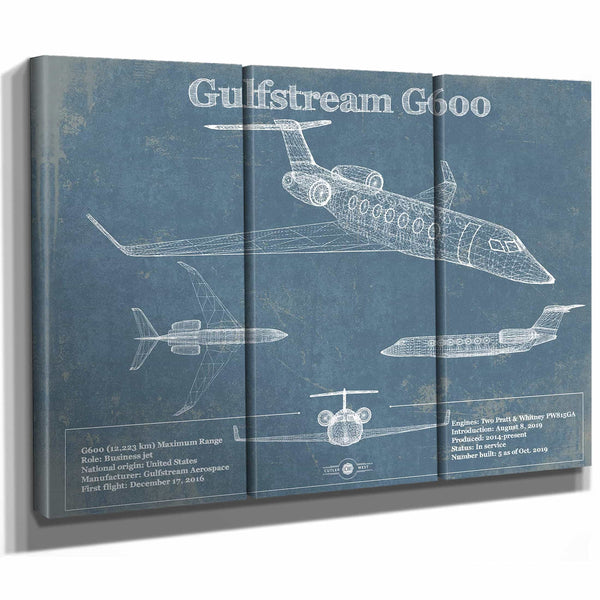 Gulfstream G600 Jet Vintage Aviation Blueprint