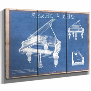 Grand Piano Musical Instrument Original Blueprint Art
