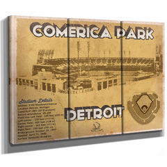 Vintage Detroit Tigers Comerica Park Baseball Print