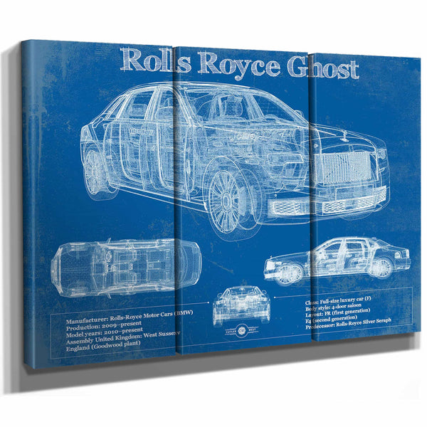 Rolls Royce Ghost 2018 Vintage Blueprint Auto Print