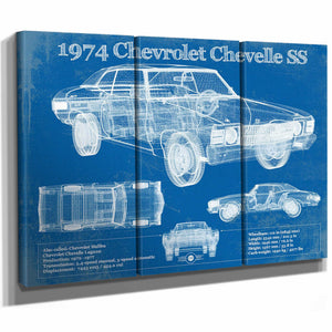 1974 Chevrolet Chevelle SS 454 Original Blueprint Art