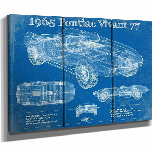1965 Pontiac Vivant 77 Vintage Blueprint Auto Print