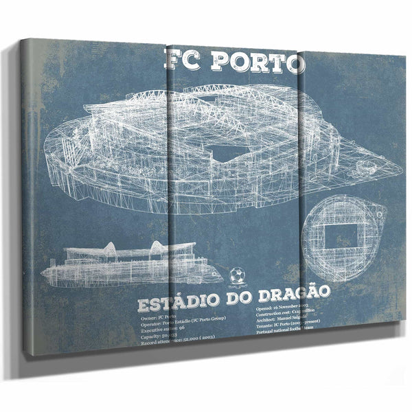 F.C. Porto Estadio Do Dragao Stadium Blueprint Vintage Soccer Print