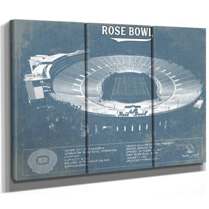 UCLA Bruins Art - Rose Bowl Vintage Stadium Blueprint Art Print