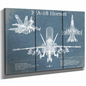 F/A-18 Hornet Blueprint Original Military Wall Art