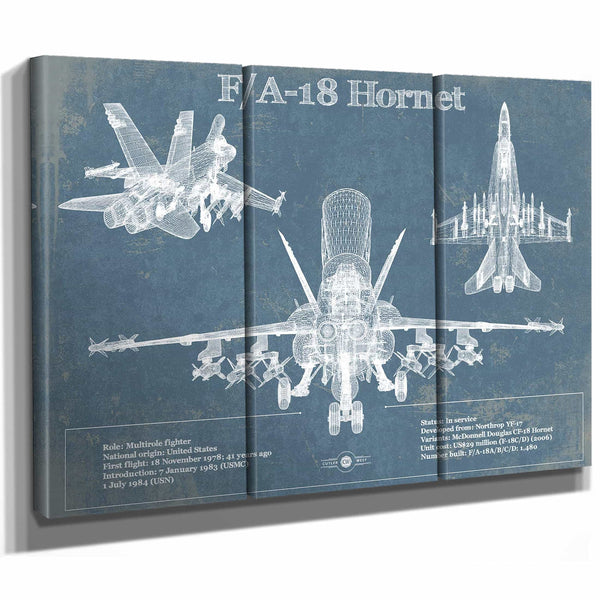 F/A-18 Hornet Blueprint Original Military Wall Art