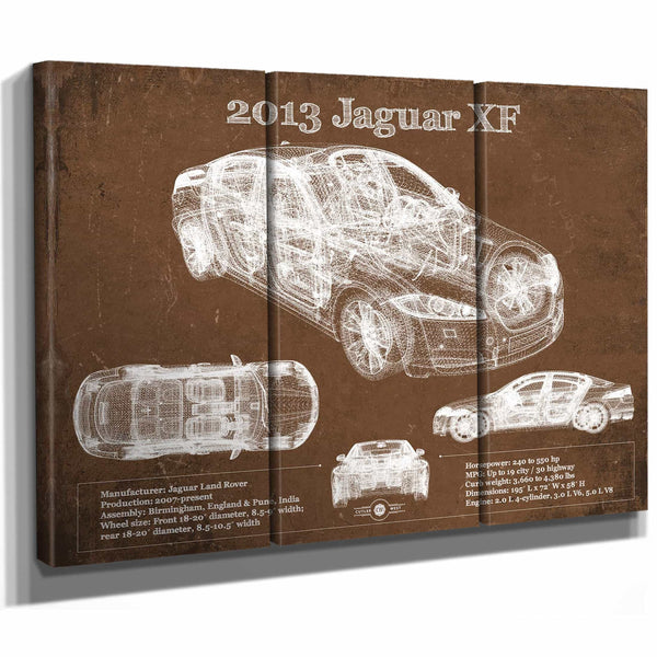 2013 Jaguar XF Blueprint Vintage Auto Print