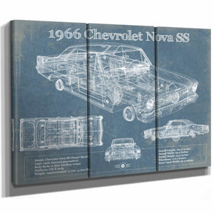1966 Chevrolet Nova SS Blueprint Vintage Auto Patent Print