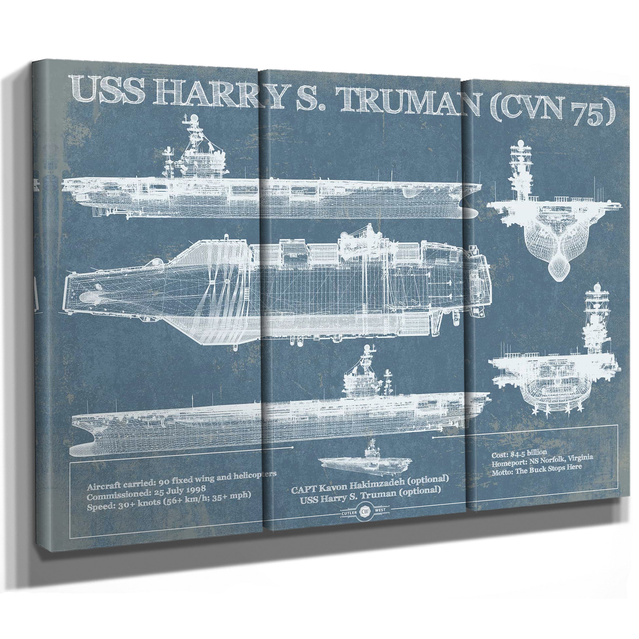 USS Harry S Truman (CVN 75) Aircraft Carrier Wall Art Print | Cutler W
