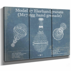 M 17 Grenade Blueprint Vintage Gun Print