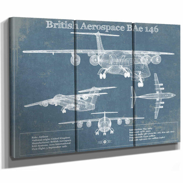 British Aerospace BAe 146 / Avro RJ Vintage Aviation Blueprint Print