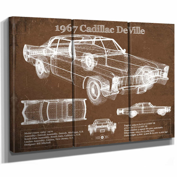 1967 Cadillac DeVille Blueprint Vintage Auto Print