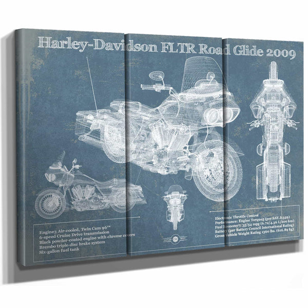 Harley-Davidson FLTR Road Glide 2009 Blueprint Motorcycle Patent Print