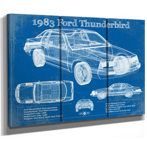 1983 Ford Thunderbird Vintage Blueprint Auto Print