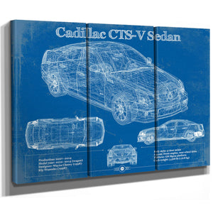 Cadillac CTS-V Sedan Blueprint Vintage Auto Print