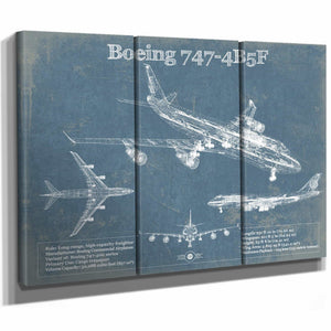 Boeing 747-4B5F Vintage Aviation Blueprint Print - Custom Pilot Name Can Be Added