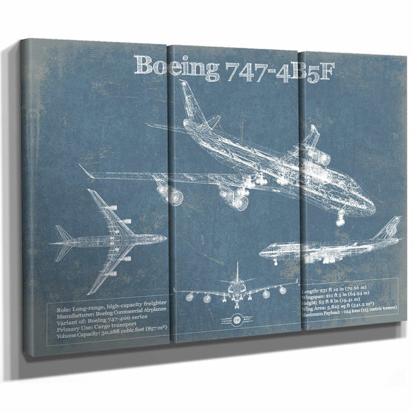 Boeing 747-4B5F Vintage Aviation Blueprint Print - Custom Pilot Name Can Be Added