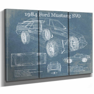 1984 Ford Mustang SVO Vintage Blueprint Auto Print