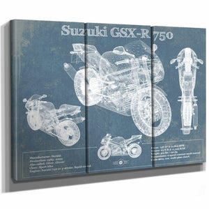 Suzuki GSX R750 Blueprint Motorcycle Patent Print