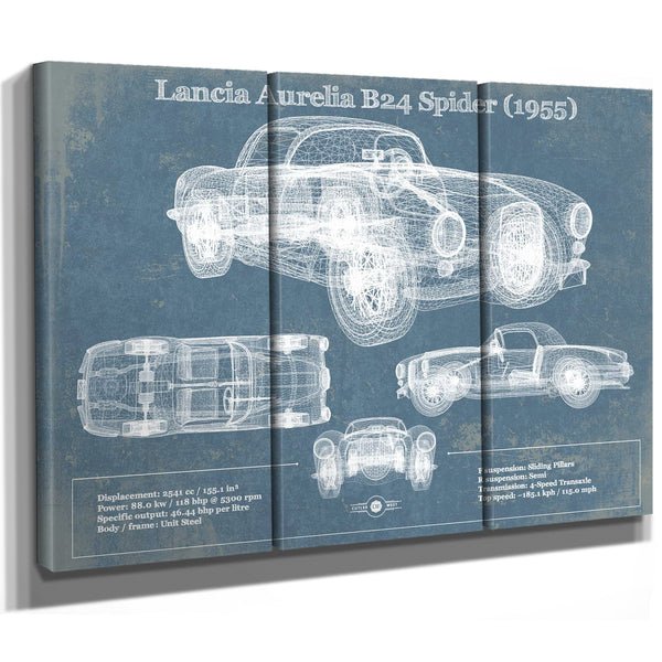Lancia Aurelia B24 Spider (1955) Blueprint Vintage Auto Print