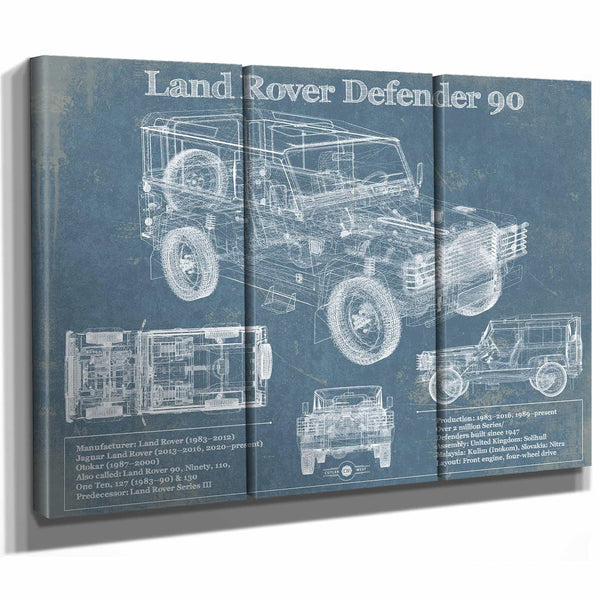 Land Rover Defender 90 Blueprint Vintage Auto Patent Print