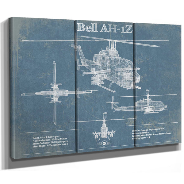Bell AH-1 SeaCobra/Super Cobra Vintage Original Blueprint Military Print