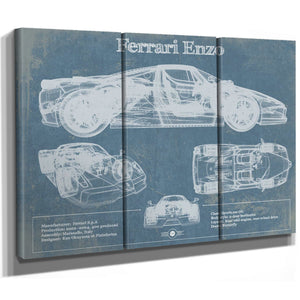 Ferrari Enzo Blueprint Vintage Auto Print