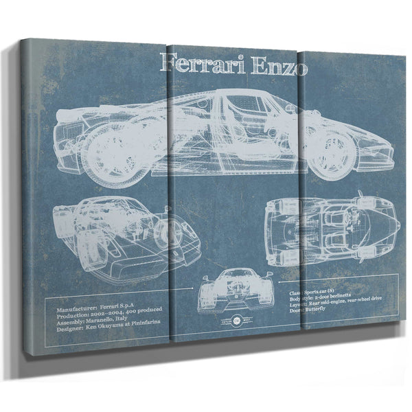 Ferrari Enzo Blueprint Vintage Auto Print