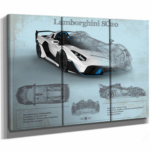 Lamborghini Sc20 Blueprint Vintage Auto Print
