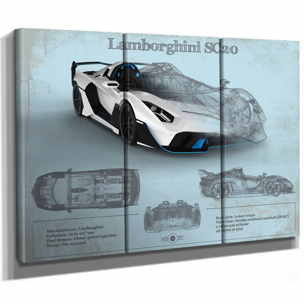 Lamborghini Sc20 Blueprint Vintage Auto Print