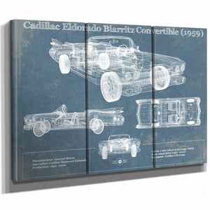 Cadillac Eldorado Biarritz Convertible (1959) Vintage Blueprint Auto Print